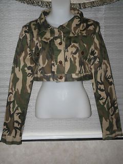 WOMENS JAZZIE CROPPED SHRUG CAMO JACKET SIZE MEDIUM NEW