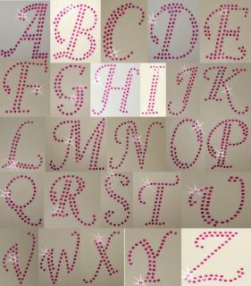 5inch LETTER H PINK IRON ON RHINESTONE CRYSTAL CUSTOMIZE TSHIRT