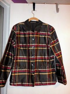 HARRIS WALLACE NEW YORK Reversible Plaid Silk Jacket Size 10