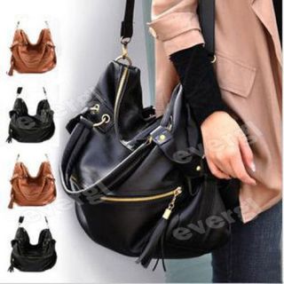 Korean Hobo PU Leather Tassel Handbag Shoulder Bag Large Capacity Z