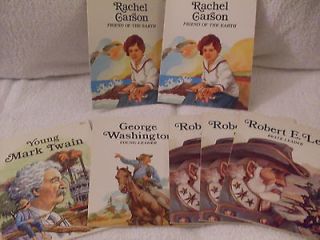 Set of 7 biography readers gr 4 8Robert E Lee,George Washington,Mar k