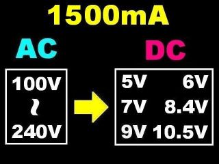 5A 1500mA AC/DC Switching Power Adapter Charger Supply 5V 6V 7V 8.4V
