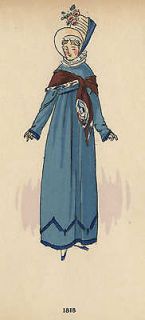 Hand Colored French Fashion Plate (Nearly 100 Years Old) Showing