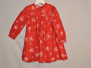 LAURA ASHLEY MOTHER AND CHILD Red Floral Cotton Dress Size 2.5 3 Years