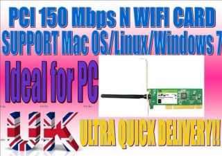 WIRELESS N WiFi PCI ADAPTER CARD 150Mbps for DESKTOP PC Window 7 Vista