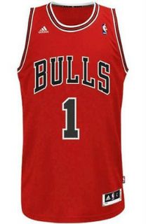 Derrick Rose #1 Chicago Bulls Swingman Jersey Mens Red Away by Adidas