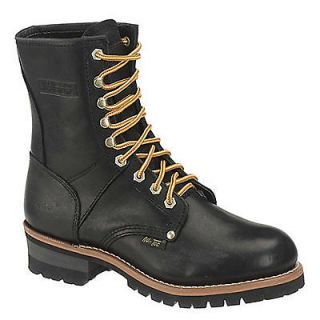AdTec Mens Black Oiled Leather Logger Boots
