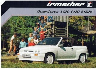 IRMSCHER Opel Corsa i120, i130 & i130e Convertible brochure 1983