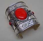 cuff red and silver African Triabl cuff bracelet