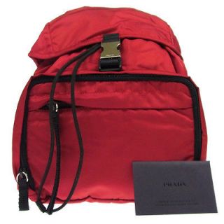 Authentic PRADA Backpack Bag Nylon Red Black Logos Made in Italy
