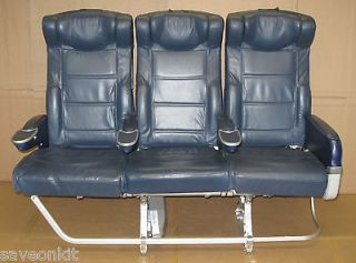 Row Of 3 Leather Airplane Aircraft Seats   Cinema, Waiting Room, Pilot