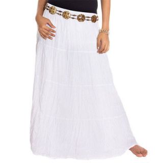 Long Plain Color Skirt Boho/Hippie/Gy​psy/Broomstick   White 2XS/XS