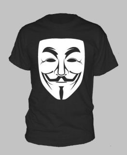 GUY FAWKES MASK ~ T SHIRT anonymous wikileaks vendetta v ALL SIZES
