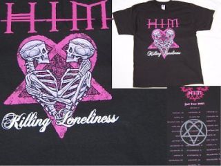 HIM H.I.M. KILLING LONELINESS SKELETONS 2005 TOUR BLACK T SHIRT 2XL