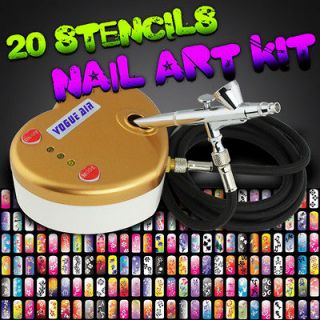 Nail Art Airbrush Kit w/ Heart Air Compressor, Hose, Dual Action