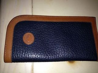 & Bourke Eyeglass & Cosmetic Cases Blue & Brown All Weather Leather