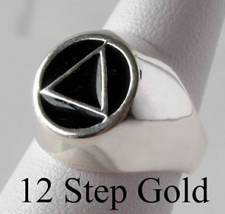 aa alcoholics anonymous jewelry ster black enamel ring expedited