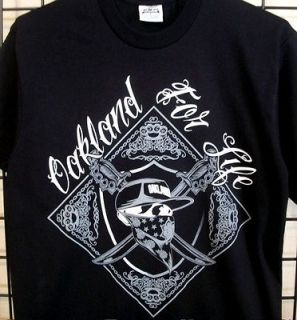 Raiders Nation Colors Bandana Skull Shield T shirt Black West Coast LA