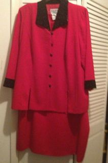 Plaza South Red and Black Skirt Suit, Size 20W