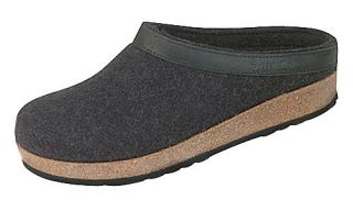 Womens Haflinger Leather Trim Wool Clogs GZL Charcoal