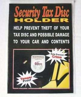 Security Tax Disc Holder Tamper Proof Anti Theft New