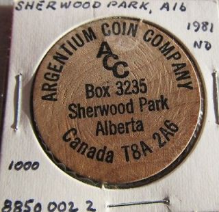 SHERWOOD PARK ALBERTA ARGENTIUM COIN COMPANY 1981 RARE BUFFALO WOODEN