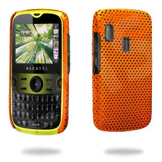 Orange Hard Mesh Cover Case For Alcatel Tribe OT 800