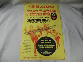 1969 PBA BOWLING GANSETT ALE BEER SIGN STORE DISPLAY CRANSTON RI