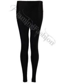 WOMENS AMERICAN HIGH WAISTED DISCO LADIES SHINY PARTY LEGGINGS PANTS 8