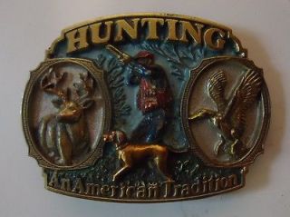 The Great American Buckle Co. Brass Belt Buckle Hunting An American