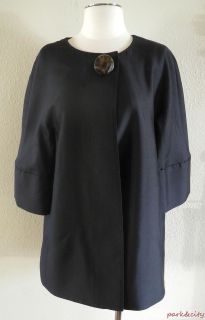 ALI RO Sz 2 XS Silk Black Dressy Swing Bubble Coat Back Bow Detail