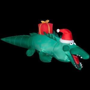 CHRISTMAS OUTDOOR INFLATABLE 7 1/2 ALLIGATOR AIRBLOWN LIGHTED YARD