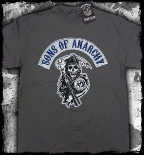 Sons of Anarchy   SOA Logo patch CHARCOAL gray t shirt   Official