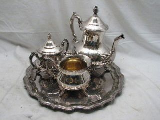 Vintage Towle Silver Plated Coffee/Tea Service Set Tea Pot Suga