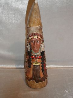 OLD WEST VISIONS LIMITED EDITION AMERICAN INDIAN FIGURE CARVED IN A