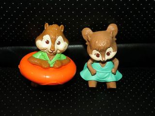 ALVIN AND THE CHIPMUNKS FIGURE TOYS LOT~CAKE TOPPER THEODORE & ELEANOR