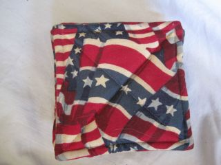Primitive Style Fabric Red White & Blue Flag Country Coasters set