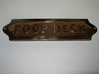 Collectible Nautical Decor Brass & Wood Poop Deck Plaque or Sign New