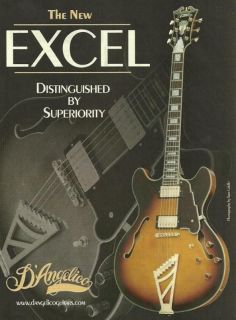 THE DANGELICO EXCEL ELECTRIC GUITAR AD 8X11 FRAMEABLE ADVERTISEMENT