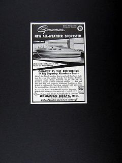 Grumman G 19 Sportster Power Boat 1958 print Ad advertisement