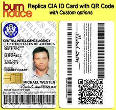 Burn Notice Michael Westen Replica TV Prop CIA ID Card with QR CODE