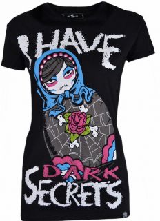 Evil Cupcake Cult Girl Ladies T Shirt Black Dark Secrets Russian Doll