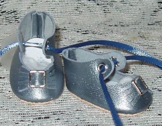 Littlest Angel Leather Doll Shoes ~ 1 5/8 Blue Pearl