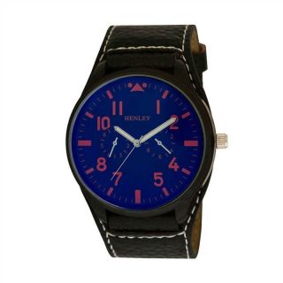 Boys Teenager Quartz Watch Analogue Black Dial Leather Look Strap