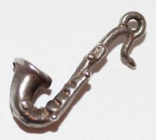 Saxophone Muscial Instrument Vintage Sterling Silver Bracelet Charm