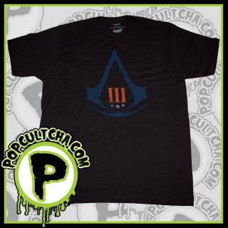 Assassins Creed 3   Distressed Logo Black Mens T Shirt Ikon