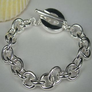 Lowest price wholesale solid silver T O chain bangle bracelet +box