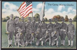 Military Army  Camp Alarm Clock Bugle Vi ntage Postcard