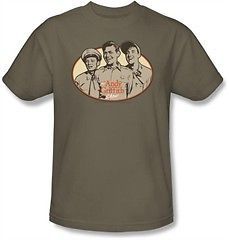 Andy Griffith Show T shirt   3 FUNNY GUYS Adult Safari Green Shirt