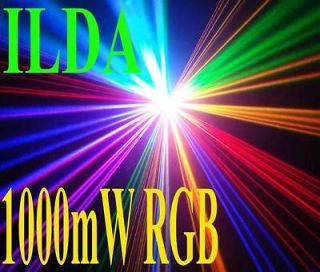 1W 1000mW RGB Animation+Beam Laser Light Show DJ ILDA BLUE+GREEN+RED